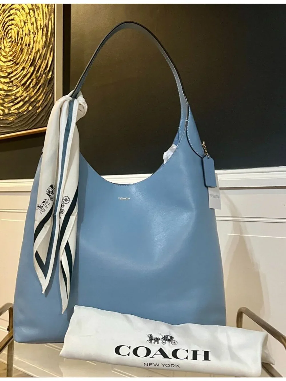 AUTHENTIC COACH LARGE BROOKLYN 39 IN BLUEBELL HOBO HANDBAG 710D175P
